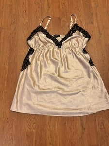 Jones New York Babydoll sexy Nachthemd Schlupfkleid Spitze beige und schwarz Gr. XL - Bild 1 von 5