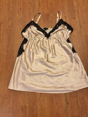 Jones New York Babydoll Sexy Nightgown Slip dress Lace Beige and Black Size XL - Image 1 of 4