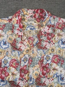 J. Camisa Crew de Lino Para Hombre Mediana Floral S/S Abotonada Lazo Cuello de Campamento - Imagen 1 de 12
