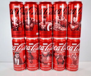 Coca Cola MARVEL 2024 CAN SET of 10 fr THAILAND Coke avengers completed set - Picture 1 of 3