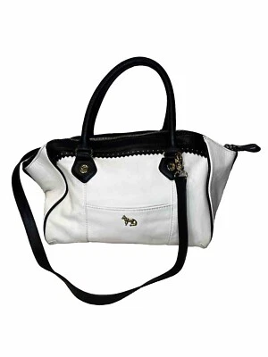 Bolso Cartera EMMA FOX Cuero Blanco y Negro Cremallera Superior Correas para Hombro y Codo Foto 1 de 4