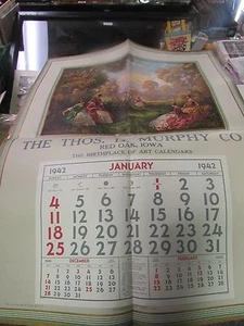 SHAW - BARTON -  SUMMER DAY OF LONG AGO - SAMPLE CALENDAR 1942 HUGE  - Picture 1 of 1