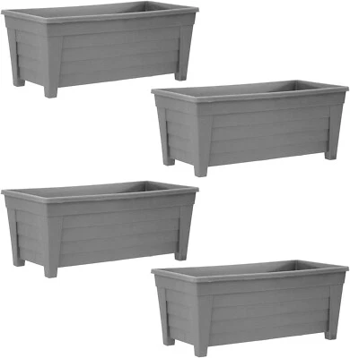 55cm Plastic Trough Garden Planter Pot Indoor Outdoor Garden Patio Decor Grey - Image 1 of 3