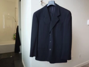 Vintage Giorgio Armani Suit Mens 38S Black 2 Piece ITALY Jacket Pants 28x29.5 - Picture 1 of 19