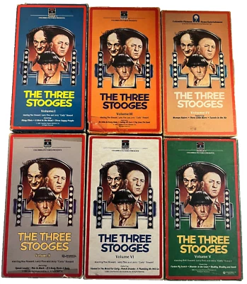 Three Stooges VHS Tapes VintageLot of 6 Tested - Image 1 of 4