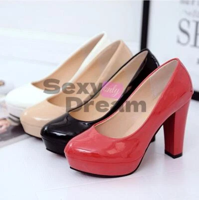 Women Ladies Platform High Block Heels Bridesmaid Wedding Work Shoes Wedge Pumps - Image 1 of 4