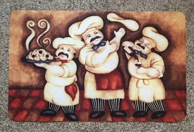 FAT CHEF Pizza Pie Wine Photoprema Printed Kitchen Rug Floor Mat 17" x 28" - Image 1 of 4