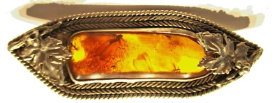 PLATA ESTERLINA IMPRESIONANTE BROCHE ÁMBAR VINTAGE CON VARIOS INSECTOS ATRAPADOS - WOW Foto 1 de 3