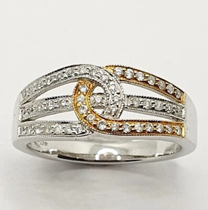 9ct 0.50ct Diamond Crossover Wiide Ring Size N 3/4 White Gold Hallmarked - Picture 1 of 18