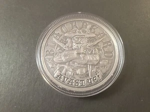 1 Oz Silver Blackbeard Queen Anne's Revenge Antique Finish Round In Coin Holder - Picture 1 of 2