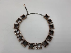 Renoir Square Copper Necklace Vintage Black Modernist Signed Jewelry - Picture 1 of 4
