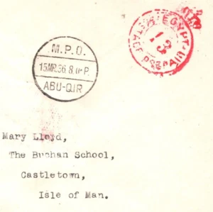 EGYPT Cover BRITISH FORCES SEAL Military *ABU-QIR* 1936 GB IOM Castletown KA62 - Picture 1 of 12