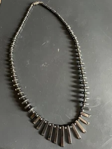 Antique/Vintage hematite graduated bar and bead necklace 20 1/2” - Picture 1 of 2