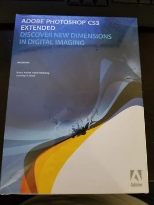 Adobe Photoshop CS3 Extended, Sealed Retail Box, Macintosh, PN 19400083, Full - Image 1 of 3