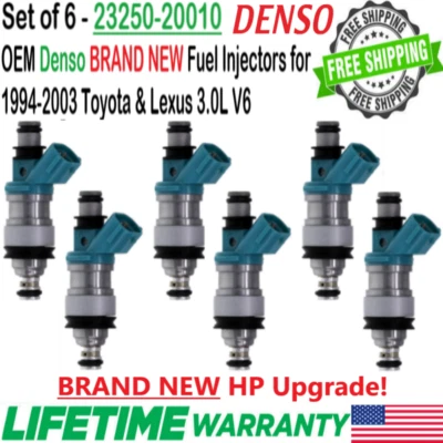 Nuevos inyectores de combustible OEM Denso HP Upgrade 6 piezas para Toyota Camry 1994-2001 3,0 L V6 Foto 1 de 4