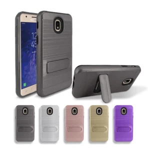 For Samsung Galaxy J3 Star/J3 Achieve/J3 2018 Card Holder Hybrid TPU Case Cover - Picture 1 of 9