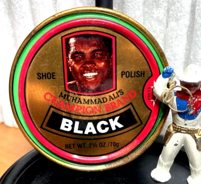 Muhammad Ali Champion Brand Black Shoe Polish Full Tin ~Screw You George Foreman - Image 1 of 4