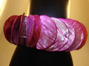 HOT PINK ABALONE DISC BRACELET! SUMMER GLAM... - Picture 1 of 5