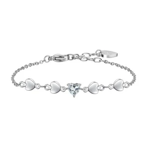 Bracciale Donna Luca Barra BK2751 In Acciaio Con Cuori E Zircone - Foto 1 di 4