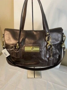 Coach E1126-18818 Kristin Metallic Brown Shoulder Satchel Bag (NEW) - Picture 1 of 8