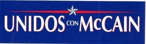 Unidos Con McCain 2008 - Pegatina de parachoques de voto hispano - Imagen 1 de 1
