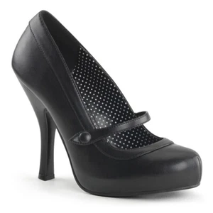 Plataforma Pu Negra Pleaser USA Cutiepie-02 Mary Jane Pump UK7 EN STOCK - Imagen 1 de 1
