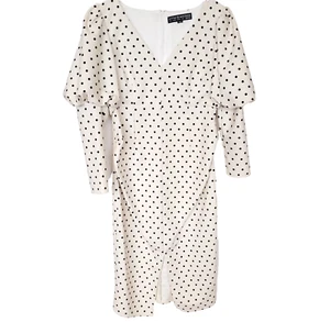 ASOS Little Mistress Maternity Womens Dress Size 8 Cream Black Polka Dot Midi - Picture 1 of 14