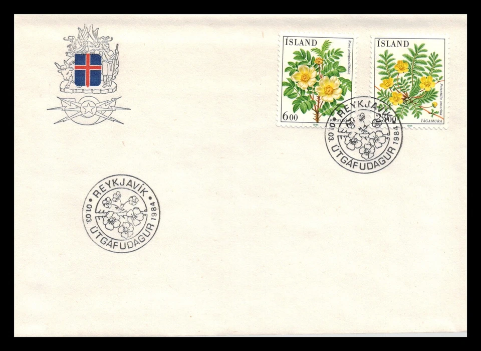 Islandia 1984 FDC, Flores VI. Hierba Burnet Rose/Plata. Lote #6. Foto 1 de 2