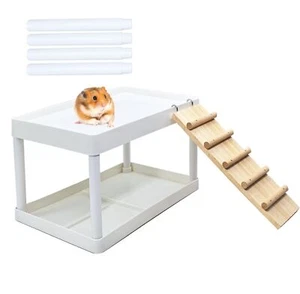 Hamster Platform Hamster Cage Platform with Wood Ladder Hamster Stand Climbin... - Picture 1 of 8