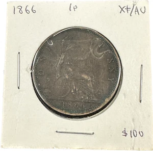 Great Britain 1 Penny 1866 XF/AU Coin - Picture 1 of 2