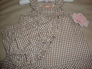 Baby Girls' Clothing Dress & Bloomers Set White/Beige Brown Kids' Size 3 Months - Picture 1 of 4