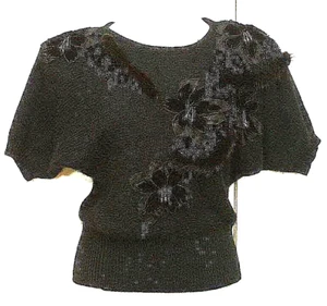 Spree International Black Sweater M Vintage Embellished Dolman Sleeve Wool Blend - Picture 1 of 6