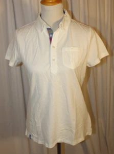 NEW Ralph Lauren Women’s MEDIUM White Slim Fit Pique Polo Shirt Pocket - Picture 1 of 4