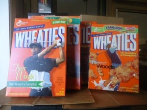 VINTAGE Tiger Woods Wheaties Cereal Boxes Lot of Four Sealed Boxes Pre-Loved - Picture 1 of 15