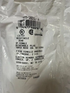 Leviton RED 223-16D31-R SP FEMALE Cam Plug  300A/600V - Picture 1 of 2