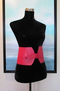NEW Zara Red Wide Corset Belt Faux Leather Sz S 30-32 - Picture 1 of 7