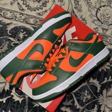 Nike Dunk Low Retro Miami Hurricanes Mens Size 9.5 Gorge Green Orange DD1391 300