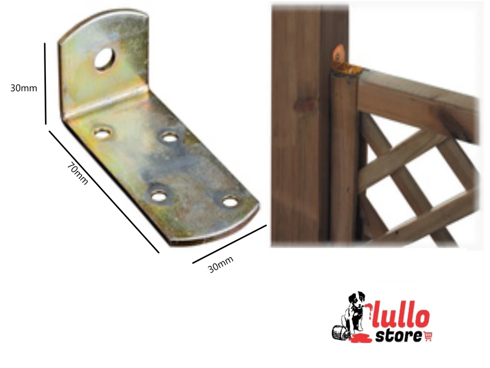 PIASTRA ANGOLARE ACCIAIO TROPICALIZZATO 30X30X70 PER PANNELLI E GRIGLIATI LEGNO - Immagine 1 di 1