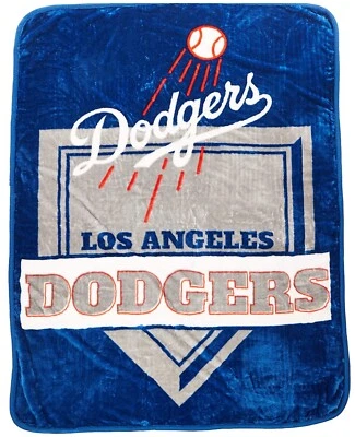 NORTHWEST MLB Los Angeles Dodgers Super Soft Royal Plush Raschel Throw Blanket 60"x80"
