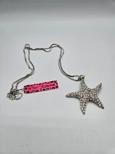 VTG. Betsy Johnson Starfish with Crystal Cluster Necklace - Picture 1 of 5