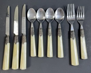 Gibson Cream Handles Stainless 09 Pieces China Silverware - Picture 1 of 2