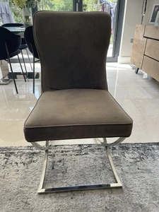Dining Chair Set 4 pcs - Grey Velvet & Chrome - Picture 1 of 7