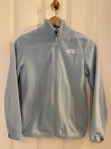 The North Face Girls Fleece Jacket Light Blue Zip Up Long Sleeve Medium 10/12 - Picture 1 of 7