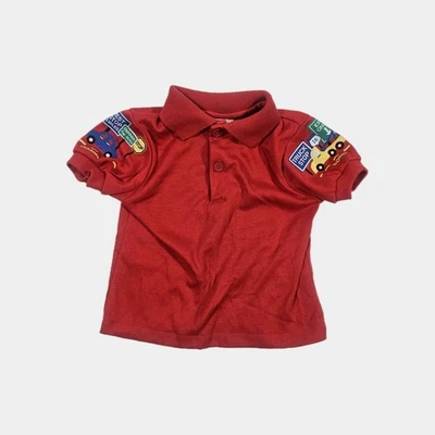 Vintage Oshkosh Red Cars & Truck Collared Shirt 6-9 Mo - Image 1 of 4