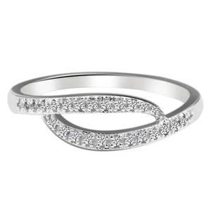 0.06Ct 100% Natural IGI Certified White Diamond Women's Ring In 14KT White Gold - Picture 1 of 5