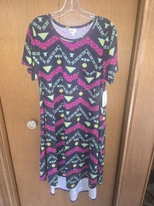 Nuevo con etiquetas LuLaRoe Carly negro con diseño rosa y verde talla XL - Imagen 1 de 5