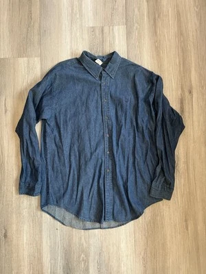 VTG Chaps Ralph Lauren Blue Denim Long Sleeve Button Up Shirt Large Vintage New  - Image 1 of 4