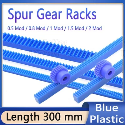 Bastidores de engranajes helicoidales de plástico de nailon azul 0,5 - 2 mod para movimiento lineal CNC largo 300 mm Foto 1 de 4