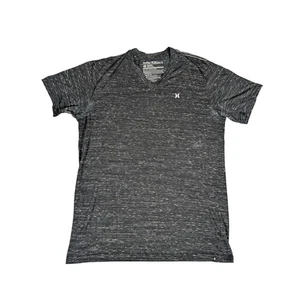 Hurley V-Neck T-Shirt Heather Black Graphic Logo Mens Activewear Top - Picture 1 of 9