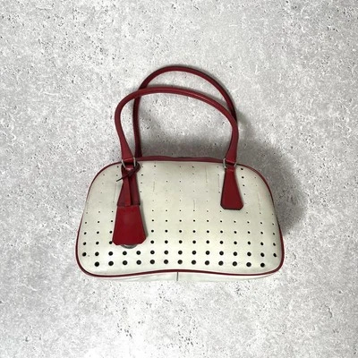 PRADA SS2000 Leather Mini Boston Bag Brown Triangle Logo Vintage Y2K Handbag - Image 1 of 4